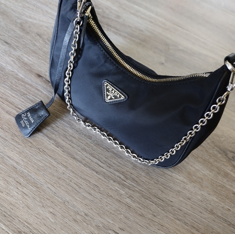 Prada Mini Black Nylon Shoulder Bag - Picture 3 of 13